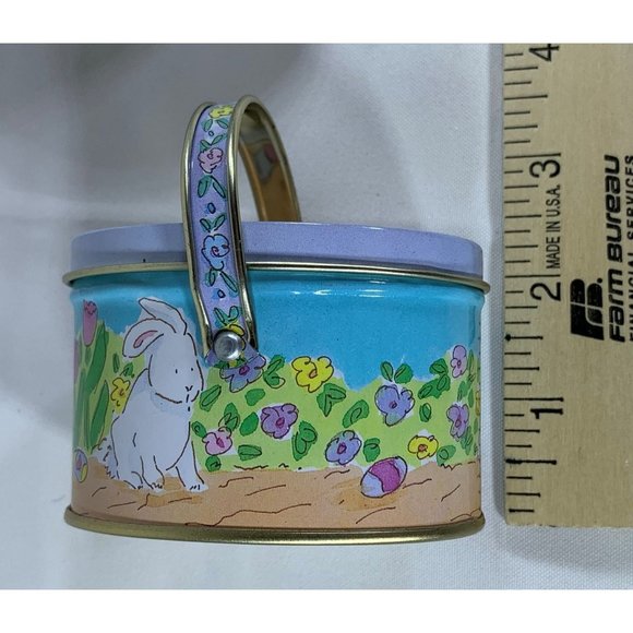 Vintage 2 Russ Berrie Easter Tins and 2 Dakin PomPom Chicks Bunny Handles 1980's - Picture 8 of 11